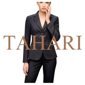 Tahari ASL Women's Tailored Pinstripe Two-Button Blazer. Black. Size 6